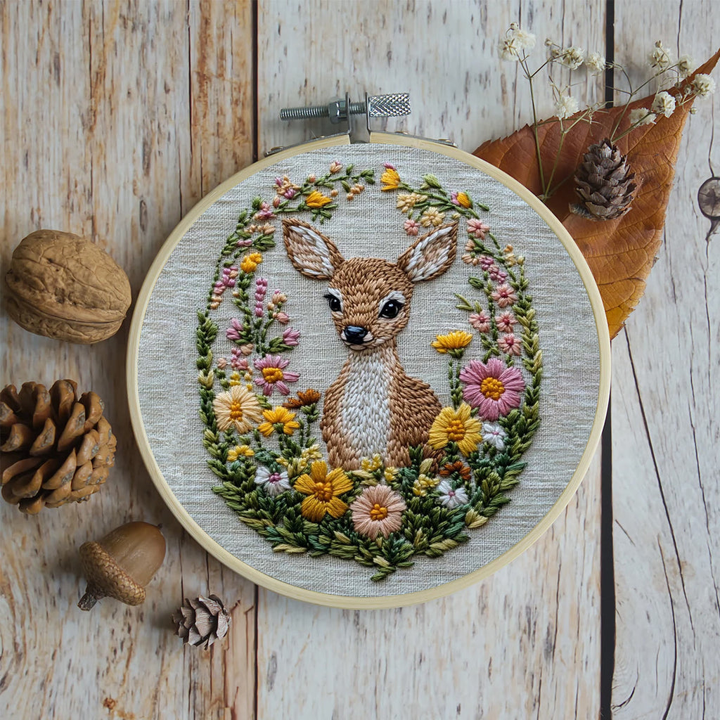 Rubbyoo Embroidery Kit- Flower Deer Diy Craft Kits | For Craft Lover - image 5