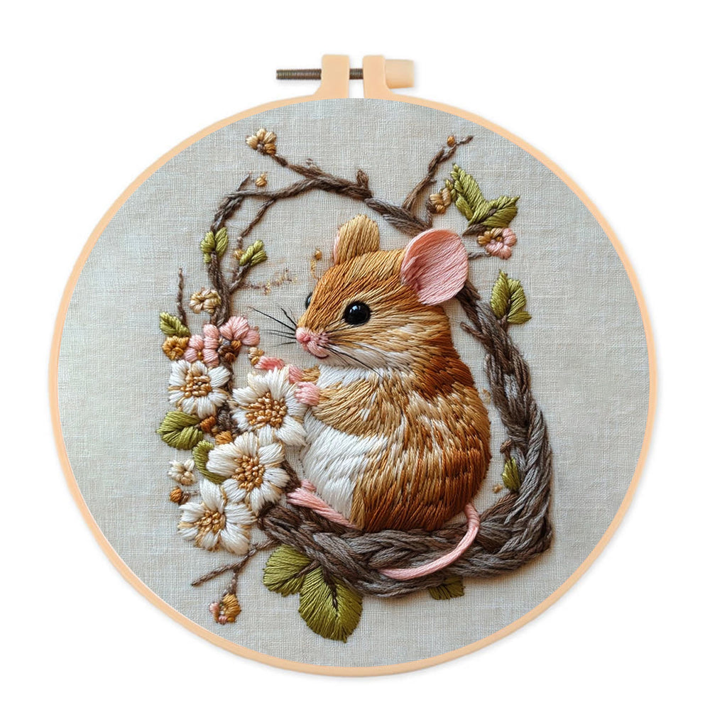 Rubbyoo Embroidery Kit- Little Mouse Diy Craft Kits | For Craft Lover - 20*20cm - image 0
