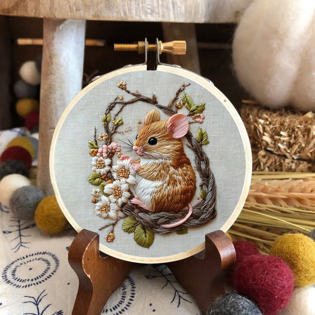 Rubbyoo Embroidery Kit- Little Mouse Diy Craft Kits | For Craft Lover - image 1