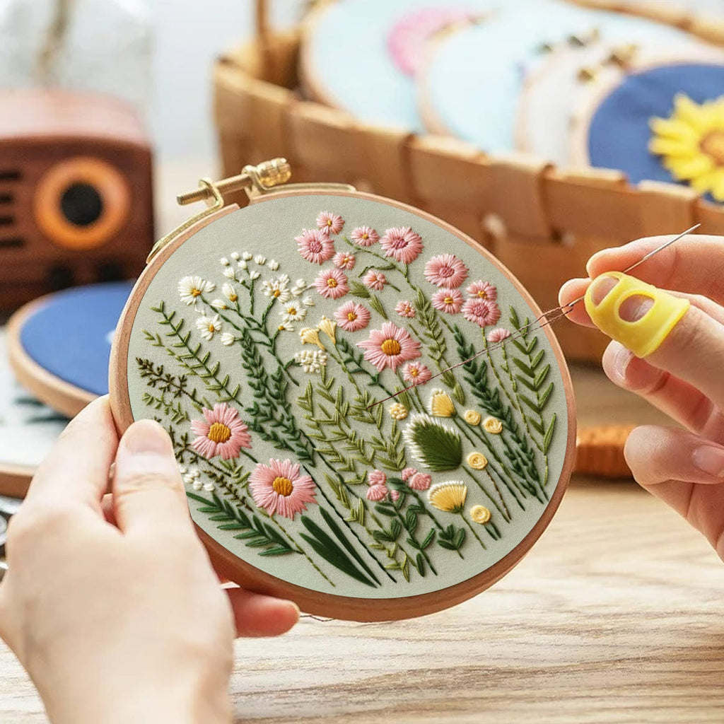 Rubbyoo Embroidery Kit- Simple Wildflowers Easy Embroidery Kit for Beginners | Wall Decor - image 2