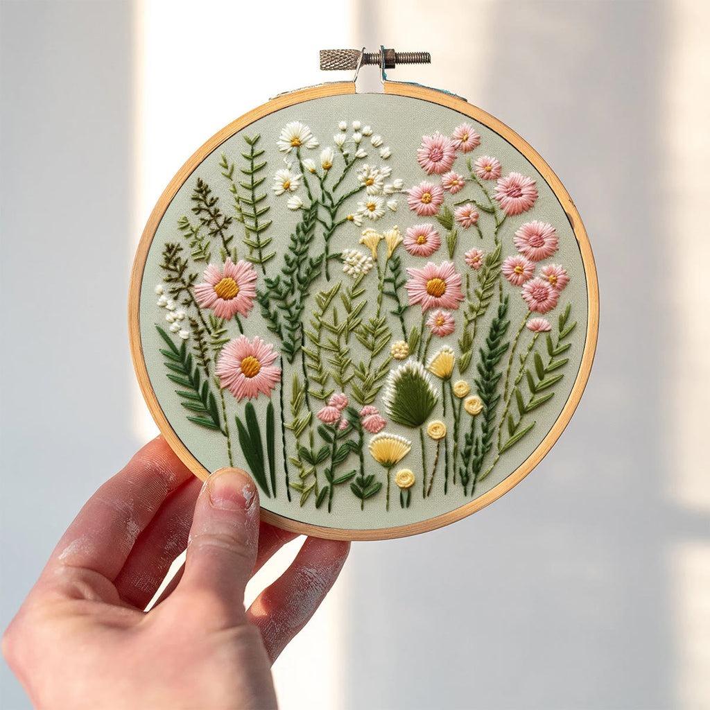 Rubbyoo Embroidery Kit- Simple Wildflowers Easy Embroidery Kit for Beginners | Wall Decor - image 1
