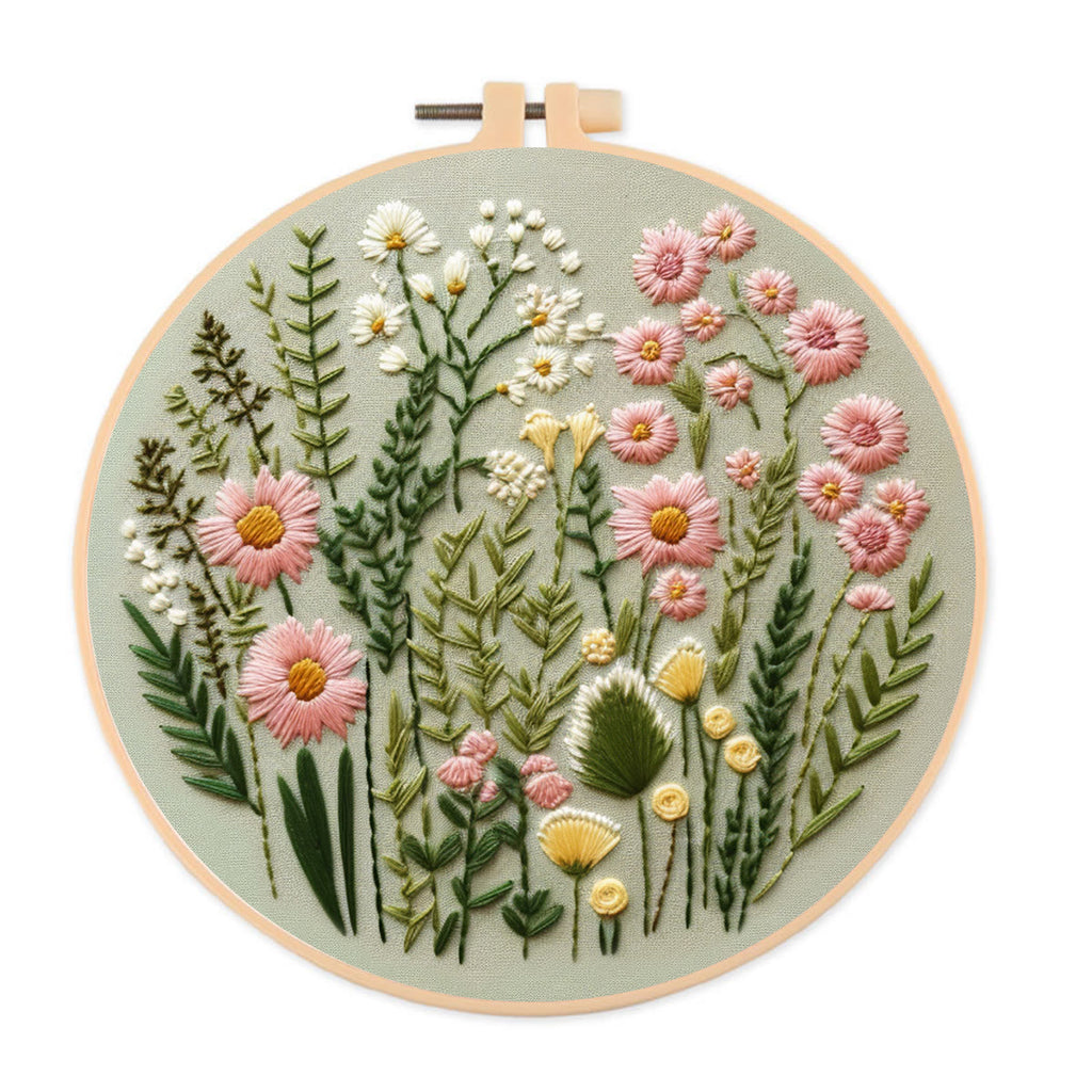 Rubbyoo Embroidery Kit- Simple Wildflowers Easy Embroidery Kit for Beginners | Wall Decor - 20*20cm - image 0