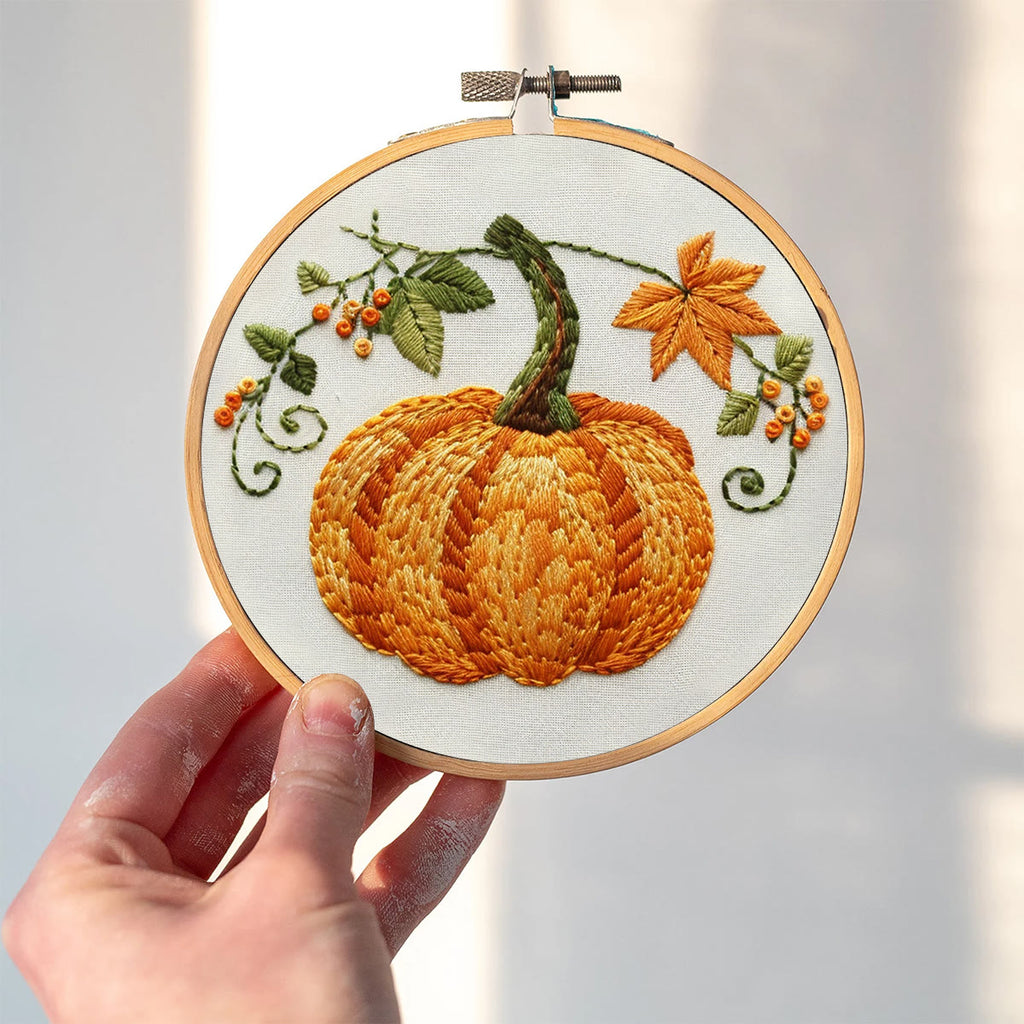 Rubbyoo Embroidery Kit- Pumpkin Easy  Embroidery Kit For Beginners | Cozy Crafts - image 1