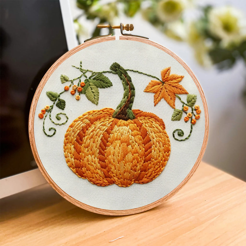 Rubbyoo Embroidery Kit- Pumpkin Easy  Embroidery Kit For Beginners | Cozy Crafts - image 3