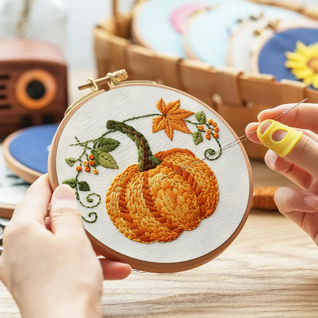 Rubbyoo Embroidery Kit- Pumpkin Easy  Embroidery Kit For Beginners | Cozy Crafts - image 2