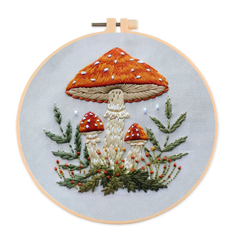 Rubbyoo Embroidery Kit- Mushrooms  Easy  Embroidery Kit For Beginners | Autumn Crafts - image 0