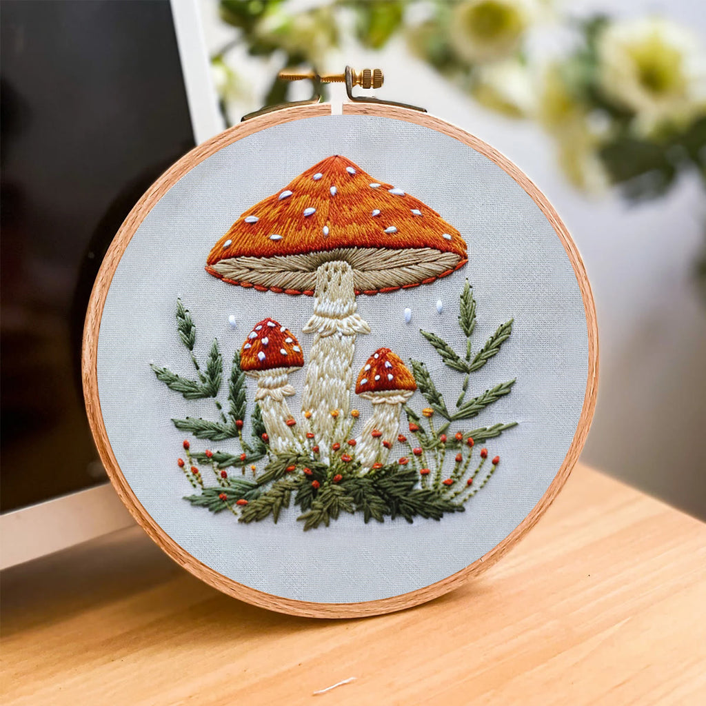 Rubbyoo Embroidery Kit- Mushrooms  Easy  Embroidery Kit For Beginners | Autumn Crafts - image 3