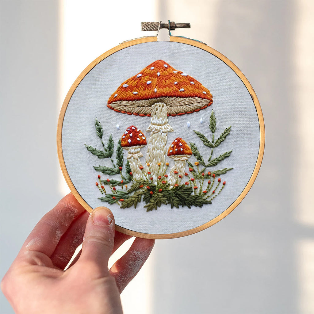 Rubbyoo Embroidery Kit- Mushrooms  Easy  Embroidery Kit For Beginners | Autumn Crafts - image 1