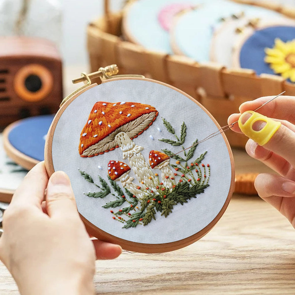 Rubbyoo Embroidery Kit- Mushrooms  Easy  Embroidery Kit For Beginners | Autumn Crafts - image 2