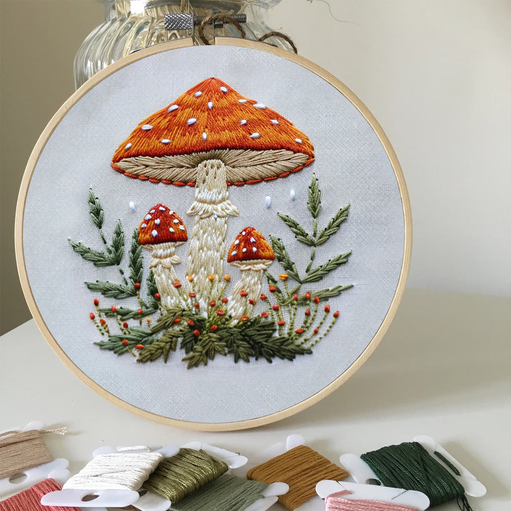 Rubbyoo Embroidery Kit- Mushrooms  Easy  Embroidery Kit For Beginners | Autumn Crafts - image 4