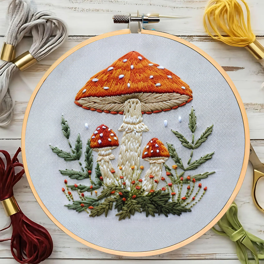 Rubbyoo Embroidery Kit- Mushrooms  Easy  Embroidery Kit For Beginners | Autumn Crafts - image 6