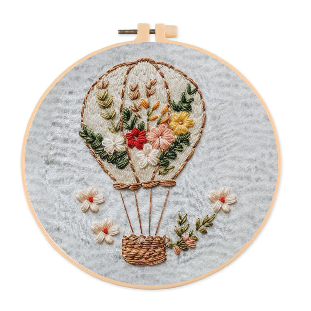 Rubbyoo Embroidery Kit-Floral Hot Air Balloon  Easy  Embroidery Kit For Beginners | Autumn Crafts - image 0
