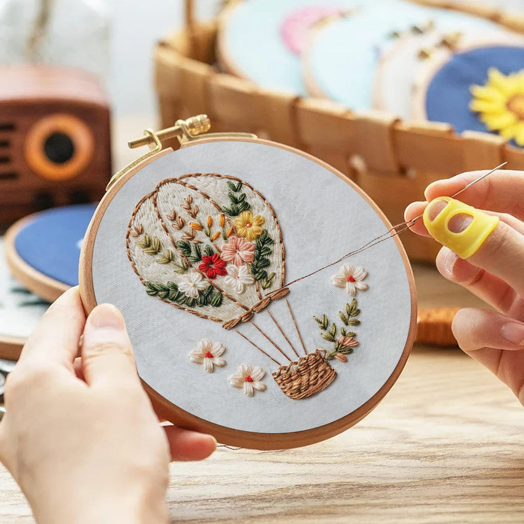 Rubbyoo Embroidery Kit-Floral Hot Air Balloon  Easy  Embroidery Kit For Beginners | Autumn Crafts - image 2