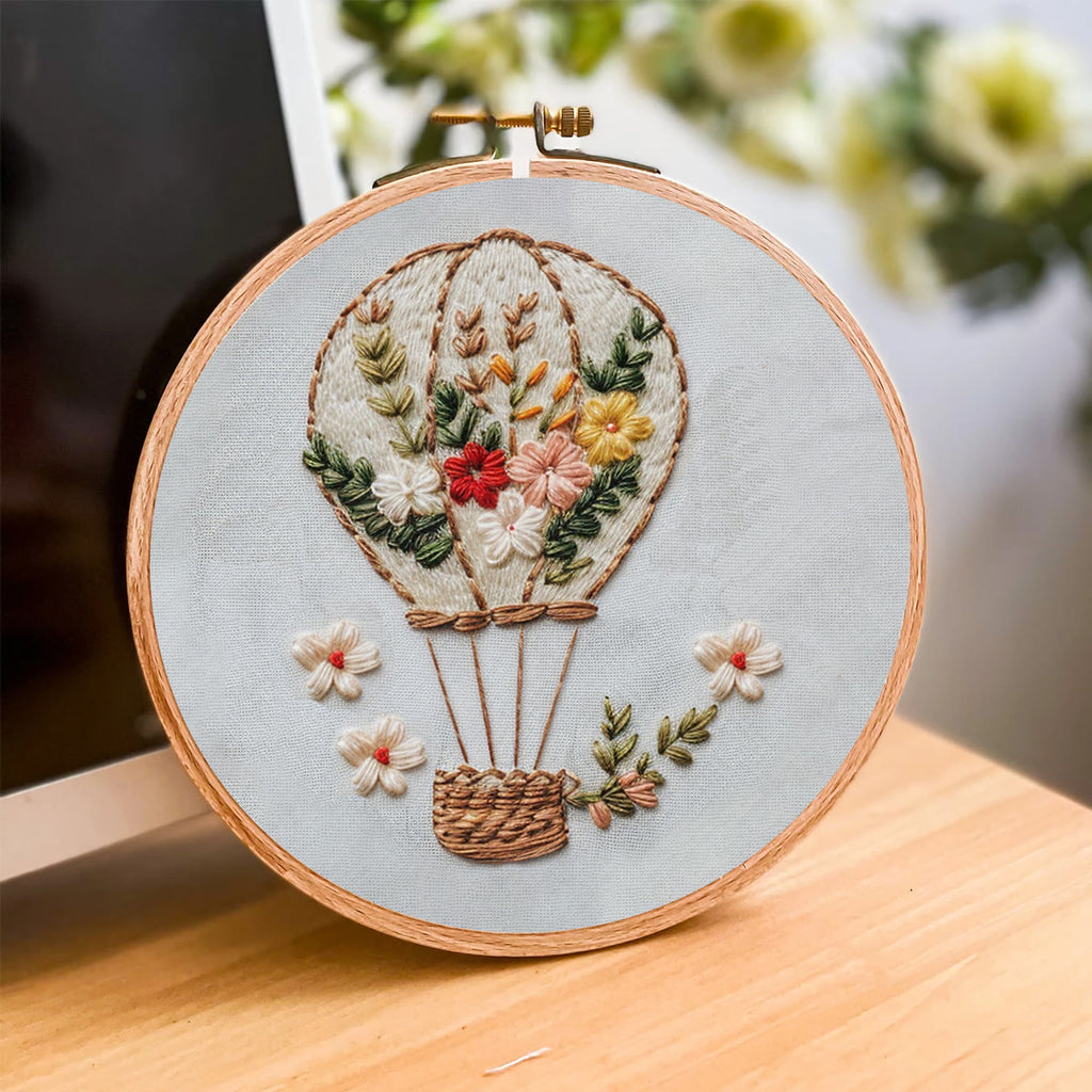 Rubbyoo Embroidery Kit-Floral Hot Air Balloon  Easy  Embroidery Kit For Beginners | Autumn Crafts - image 3