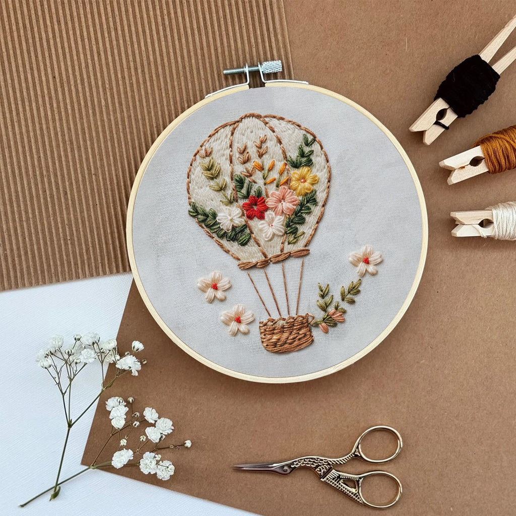 Rubbyoo Embroidery Kit-Floral Hot Air Balloon  Easy  Embroidery Kit For Beginners | Autumn Crafts - image 6