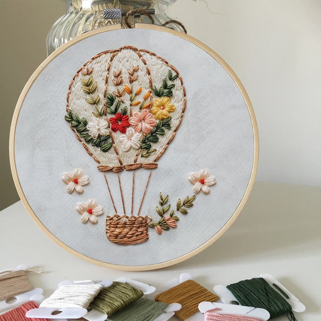 Rubbyoo Embroidery Kit-Floral Hot Air Balloon  Easy  Embroidery Kit For Beginners | Autumn Crafts - image 4