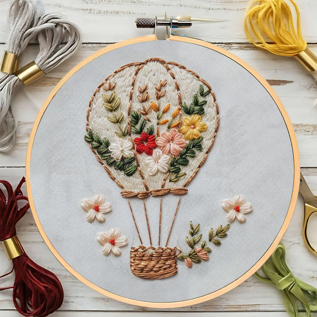 Rubbyoo Embroidery Kit-Floral Hot Air Balloon  Easy  Embroidery Kit For Beginners | Autumn Crafts - image 5