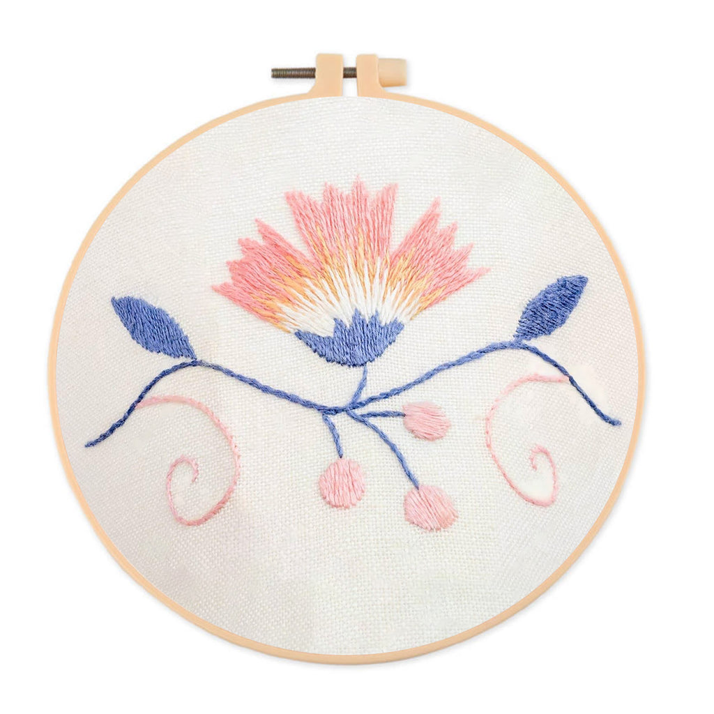 Rubbyoo Embroidery Kit-   A Pink Flower Diy Kit For  Aldults| Diy Craft Kits | Cozy Crafts - image 0