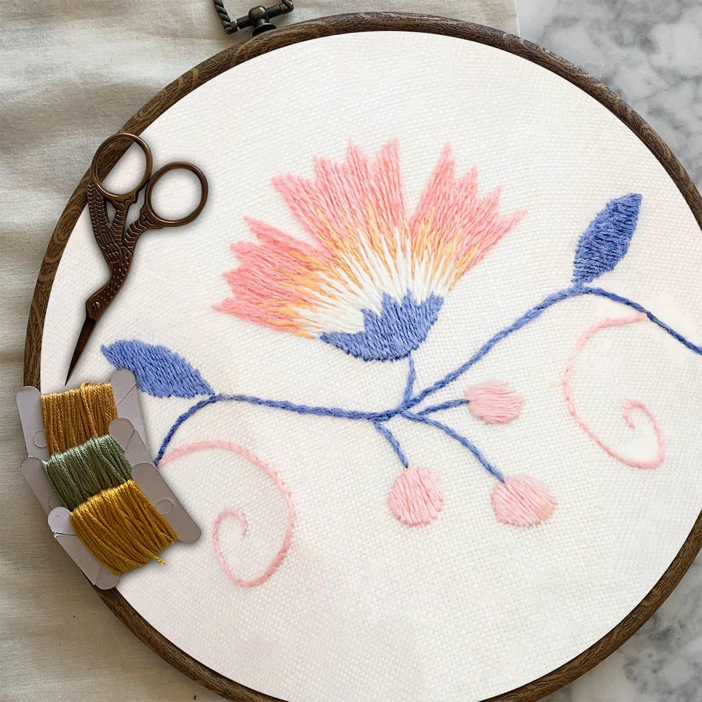 Rubbyoo Embroidery Kit-   A Pink Flower Diy Kit For  Aldults| Diy Craft Kits | Cozy Crafts - image 6