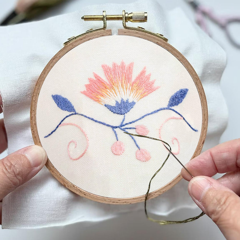 Rubbyoo Embroidery Kit-   A Pink Flower Diy Kit For  Aldults| Diy Craft Kits | Cozy Crafts - image 3