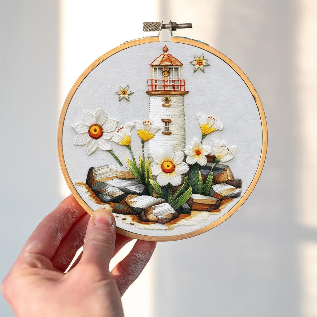 Rubbyoo Embroidery Kit-lighthouse Easy  Embroidery Kit For Beginners | Summer Crafts - image 1
