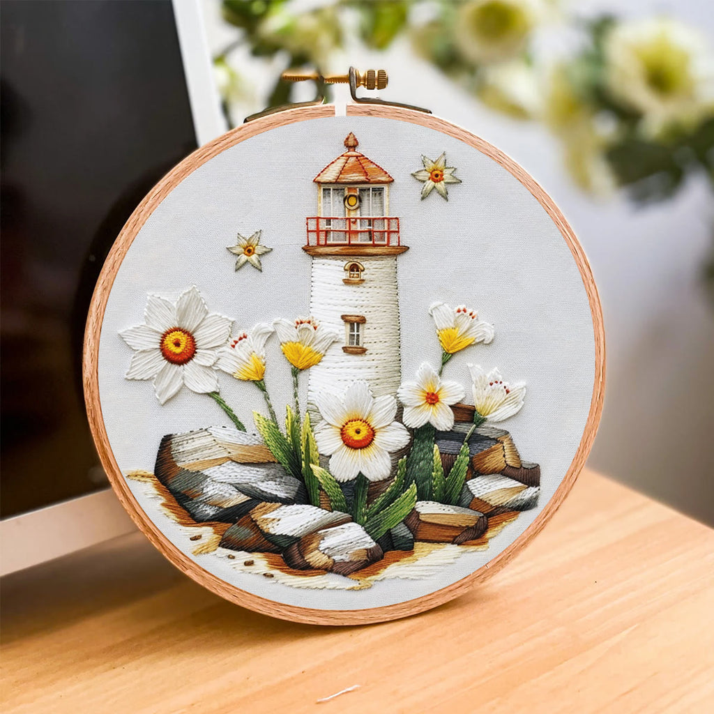 Rubbyoo Embroidery Kit-lighthouse Easy  Embroidery Kit For Beginners | Summer Crafts - image 3