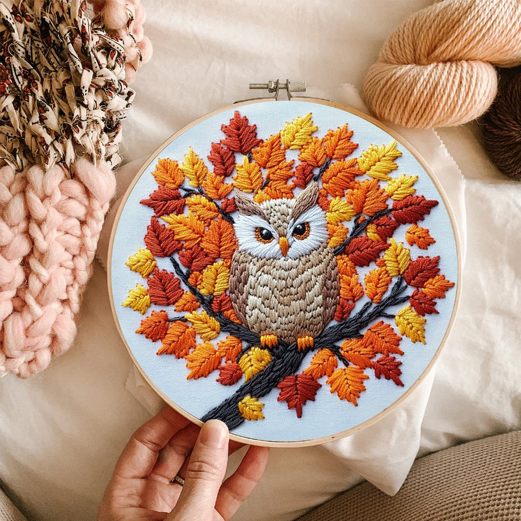 Rubbyoo Embroidery Kit-  Maple Leaf  Owl  Diy Craft Kits| Autumn Craft - image 8