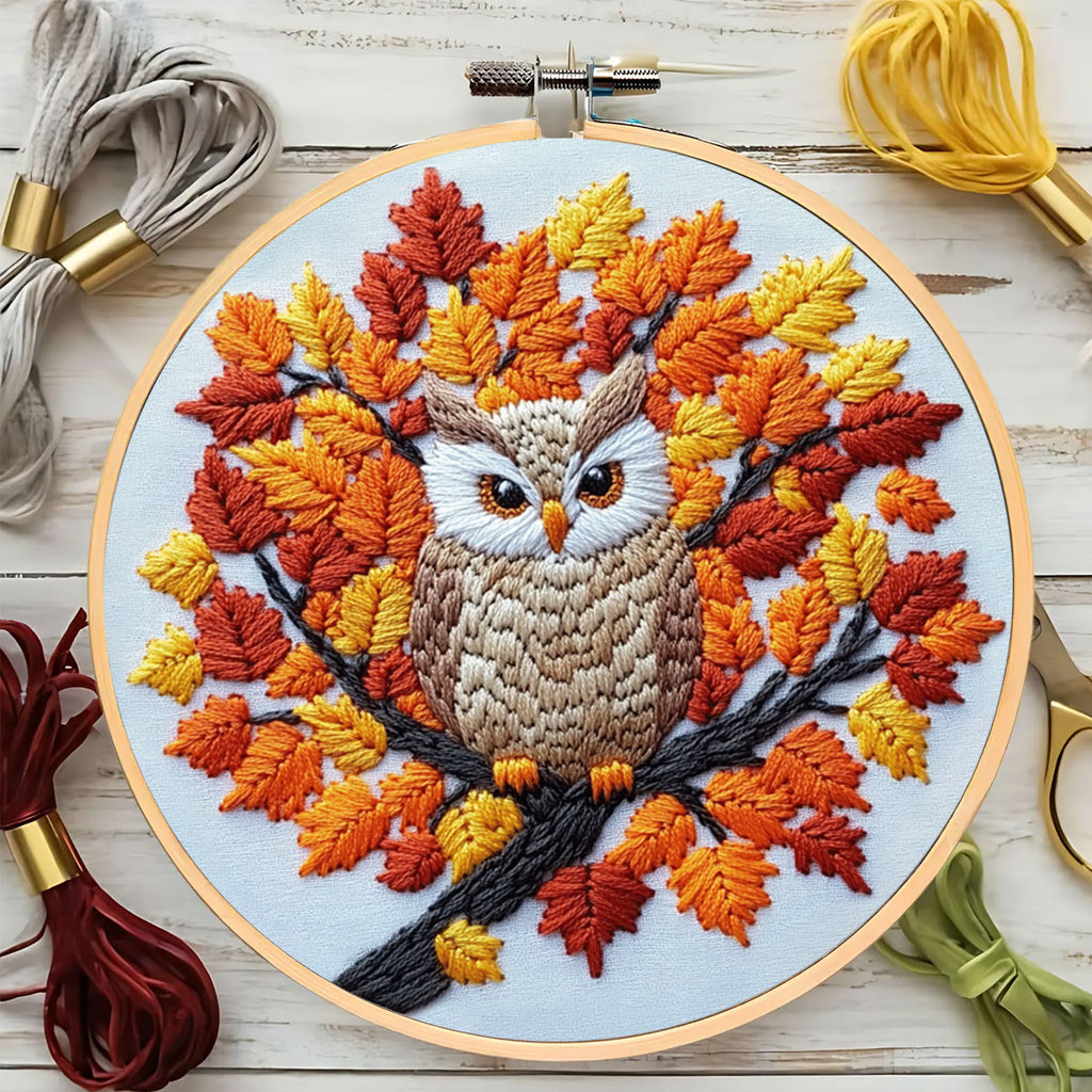 Rubbyoo Embroidery Kit-  Maple Leaf  Owl  Diy Craft Kits| Autumn Craft - image 7