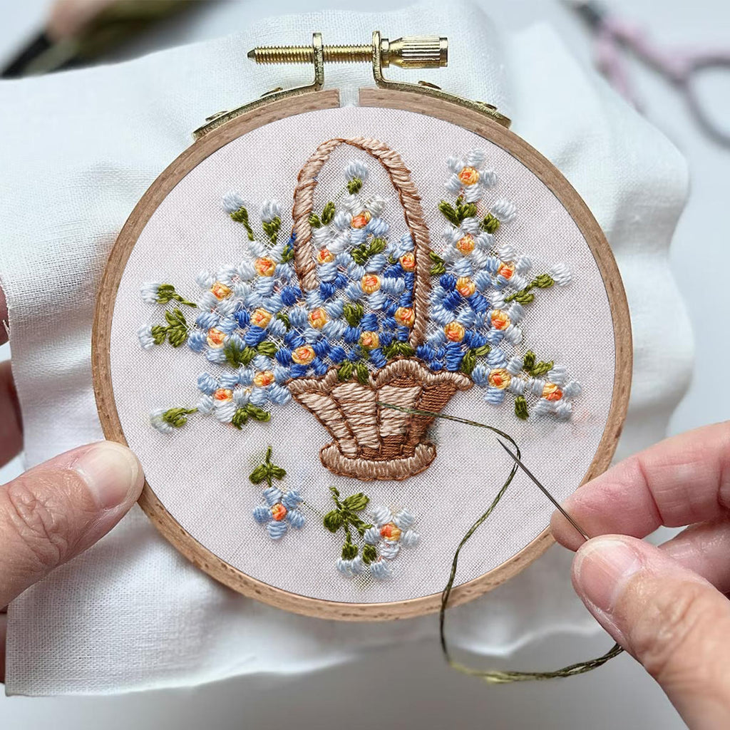 Rubbyoo Embroidery Kit-  Basket Of Flowers Diy Kit For Women| Diy Craft Kits  - image 3