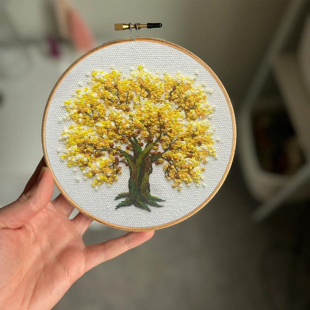 Rubbyoo Embroidery Kit-   Yellow Blooming Tree - image 1