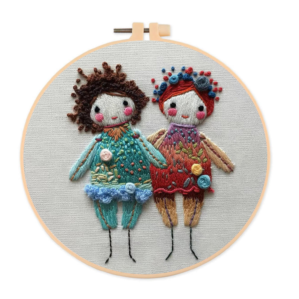 Rubbyoo Embroidery Kit-  Two Cute Doll Girls - image 0