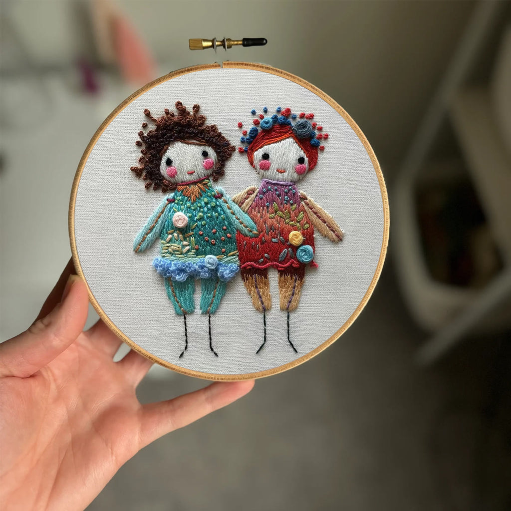 Rubbyoo Embroidery Kit-  Two Cute Doll Girls - image 1