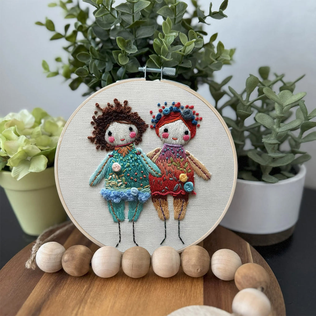 Rubbyoo Embroidery Kit-  Two Cute Doll Girls - image 2