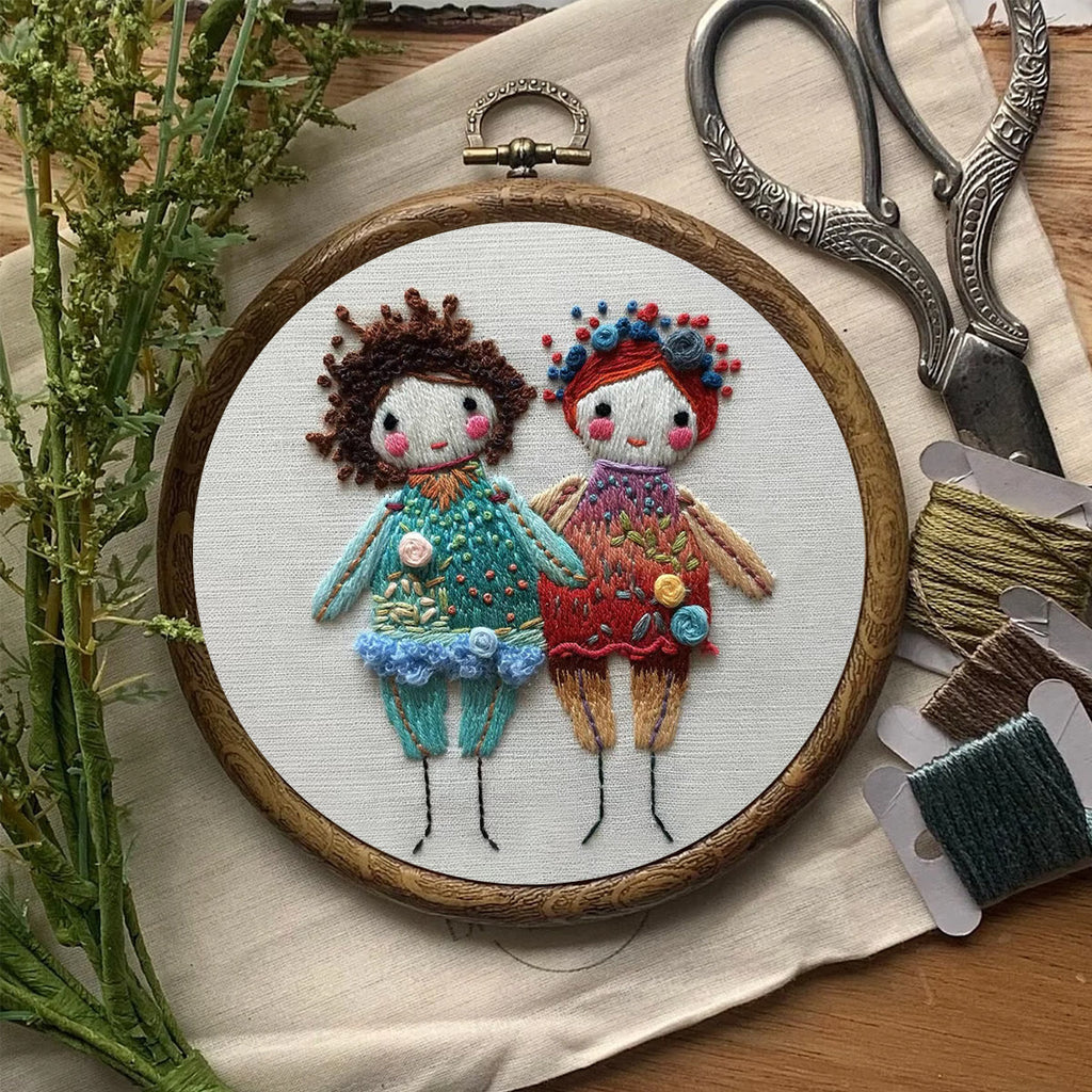 Rubbyoo Embroidery Kit-  Two Cute Doll Girls - image 6
