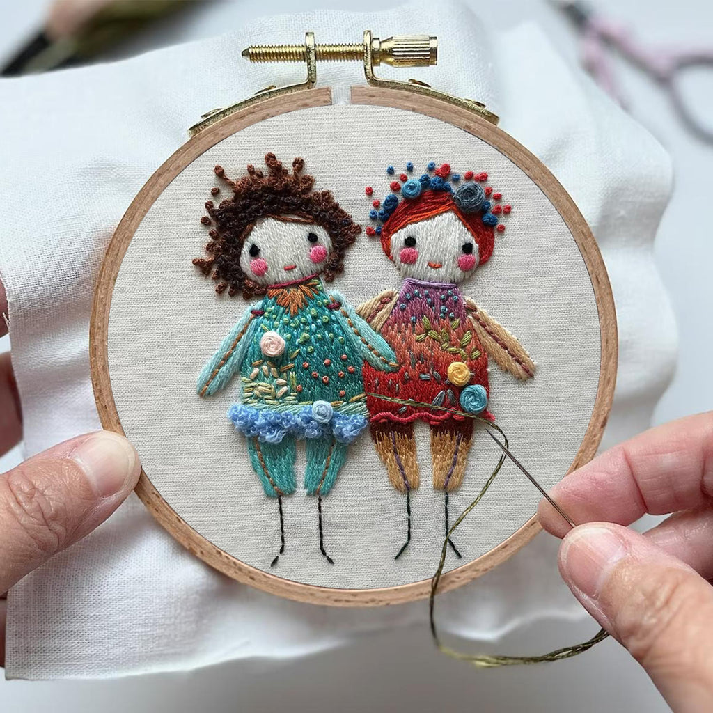 Rubbyoo Embroidery Kit-  Two Cute Doll Girls - image 3