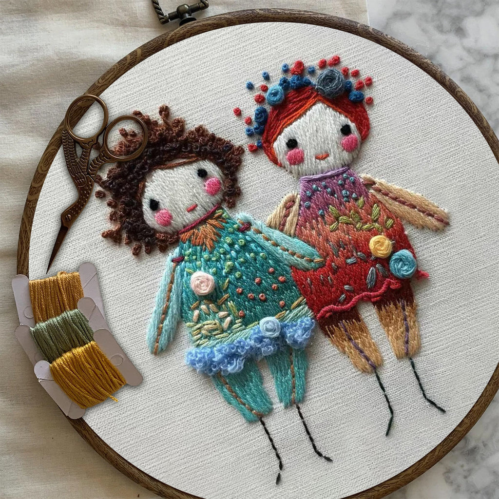 Rubbyoo Embroidery Kit-  Two Cute Doll Girls - image 7