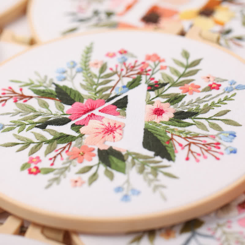 Rubbyoo Embroidery Kit - Floral Letter Pattern  For Craft Lover Hand Stitch - image 0