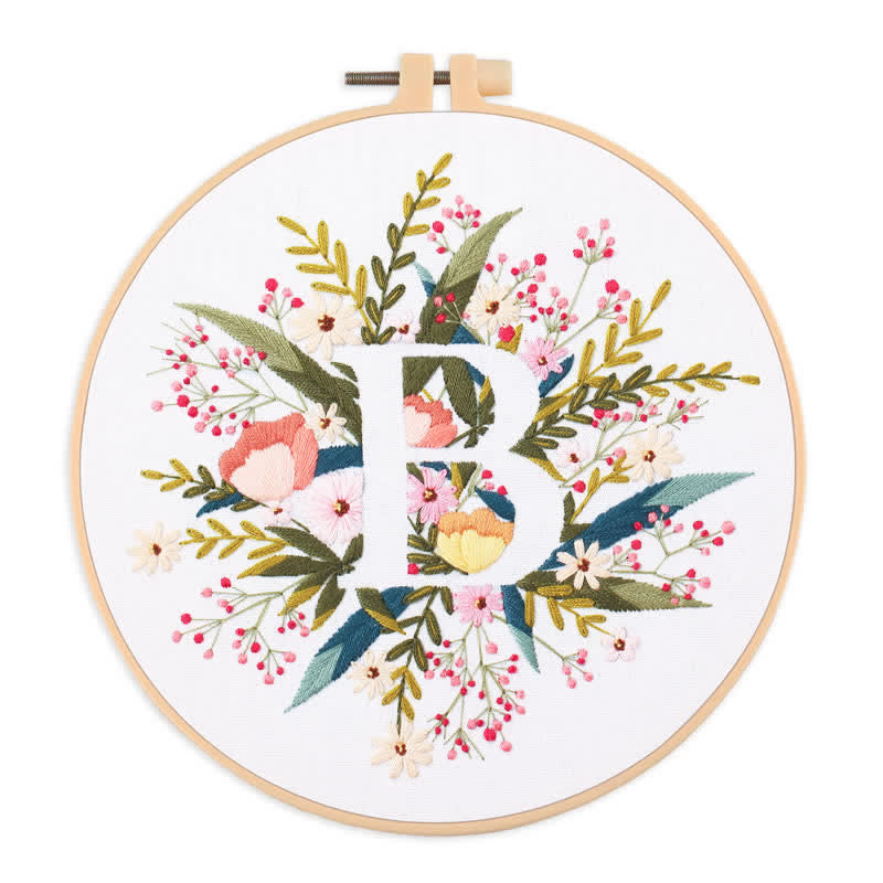 Rubbyoo Embroidery Kit - Floral Letter Pattern  For Craft Lover Hand Stitch - B - image 5