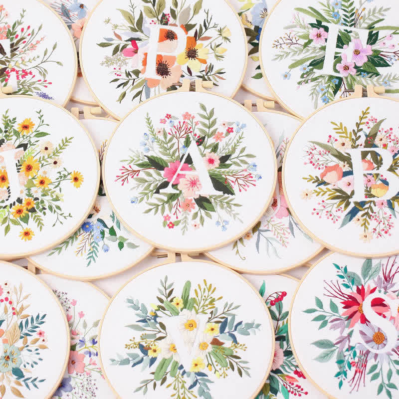 Rubbyoo Embroidery Kit - Floral Letter Pattern  For Craft Lover Hand Stitch - image 2