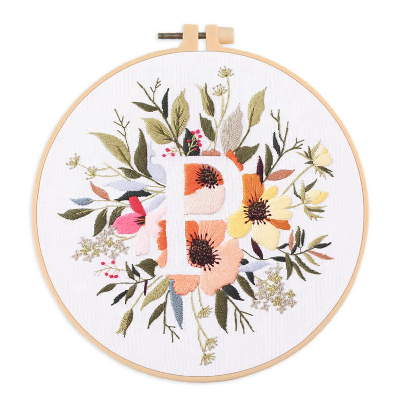 Rubbyoo Embroidery Kit - Floral Letter Pattern  For Craft Lover Hand Stitch - P - image 19