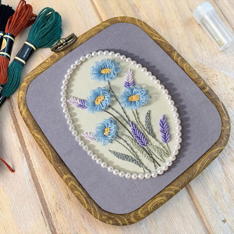 Rubbyoo Embroidery Kit- Pearl Flower Craft Kit Decorative Arts - image 8