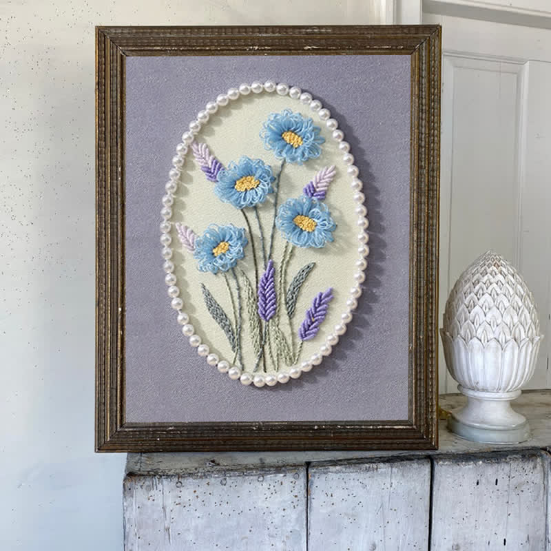 Rubbyoo Embroidery Kit- Pearl Flower Craft Kit Decorative Arts - image 5