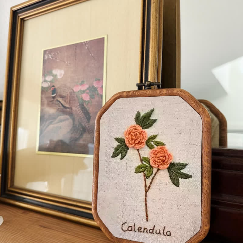 Rubbyoo Embroidery Kit- Flower Garden Calendula Needlecraft Kit - image 1