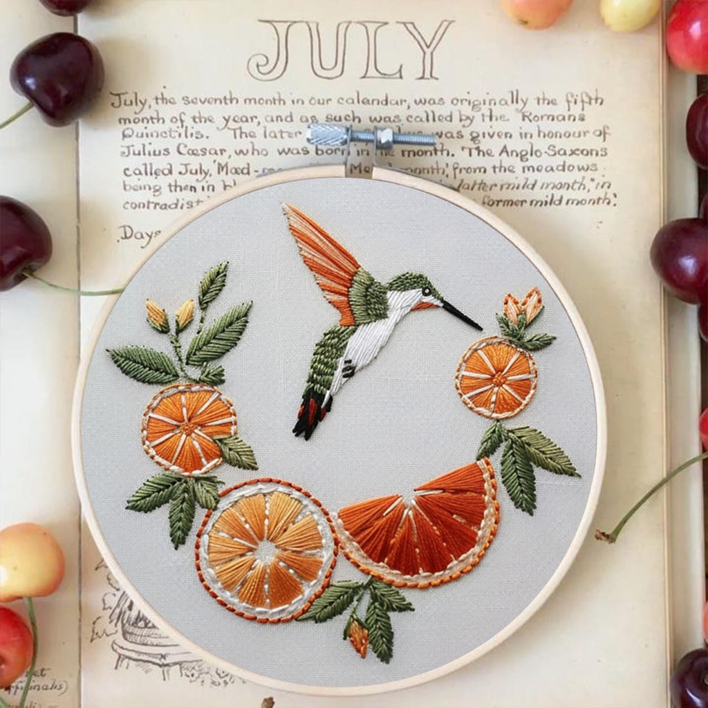 Rubbyoo Embroidery Kit-   Orange Hummingbird - image 2