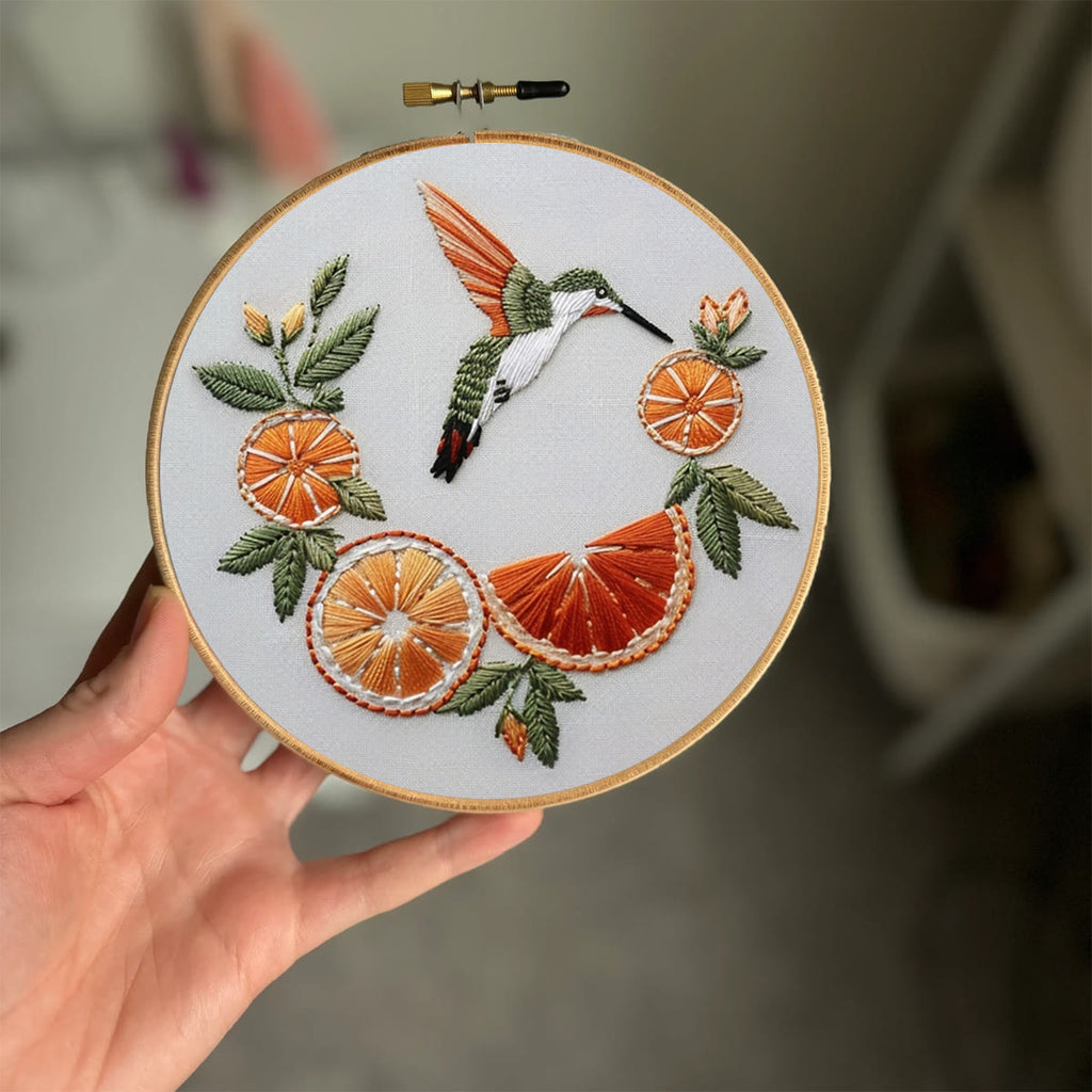 Rubbyoo Embroidery Kit-   Orange Hummingbird - image 1