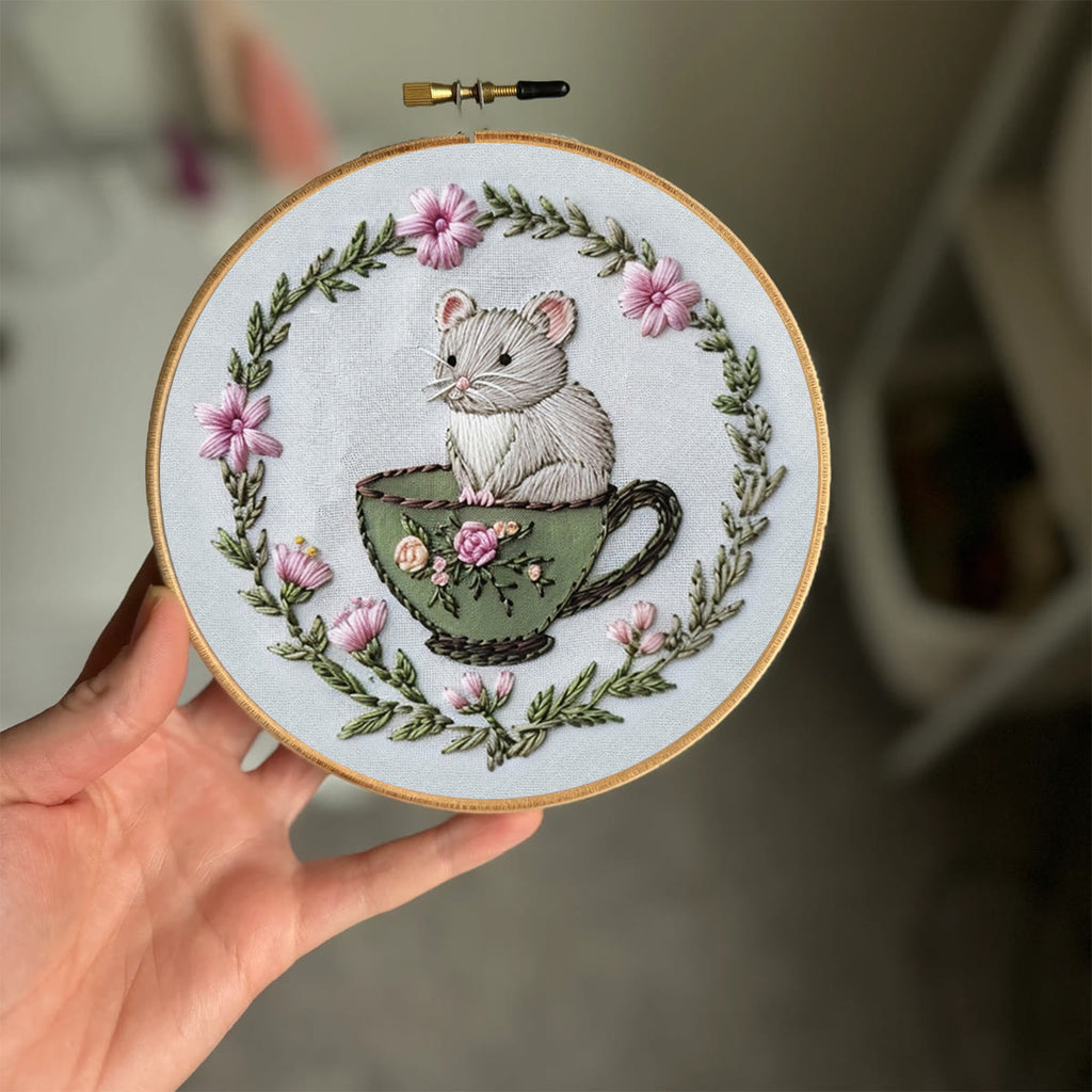 Rubbyoo Embroidery Kit-  Cup Mouse - image 1