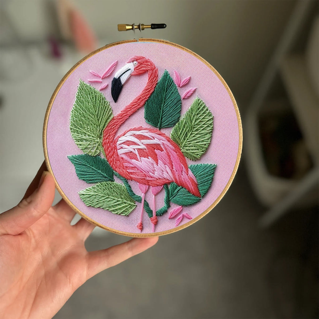 Rubbyoo Embroidery Kit-  Tropical Flamingo - image 1
