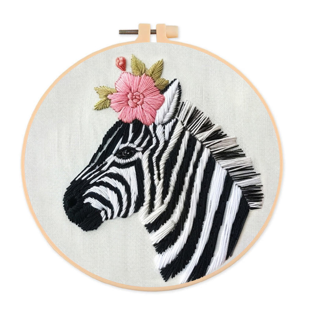 Rubbyoo Embroidery Kit-  Zebra With A Flower  - image 0