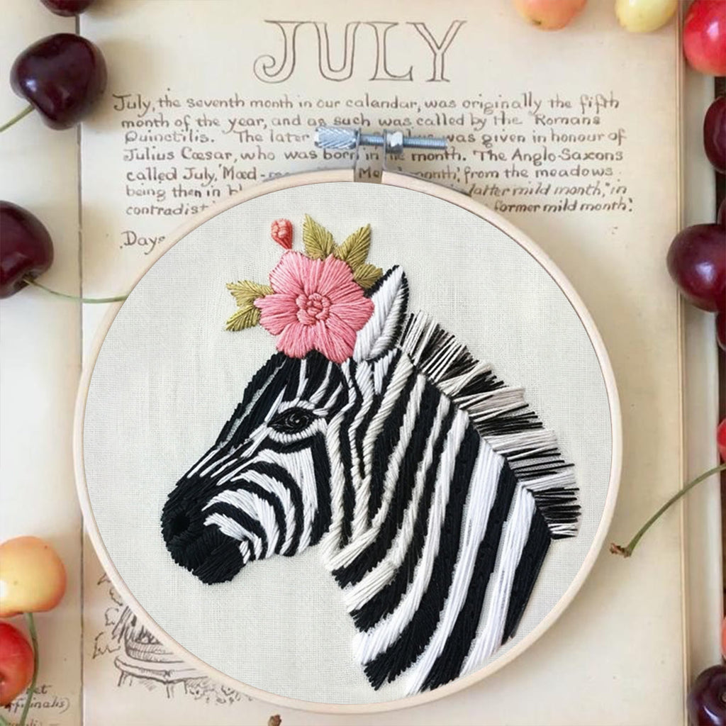 Rubbyoo Embroidery Kit-  Zebra With A Flower  - image 1
