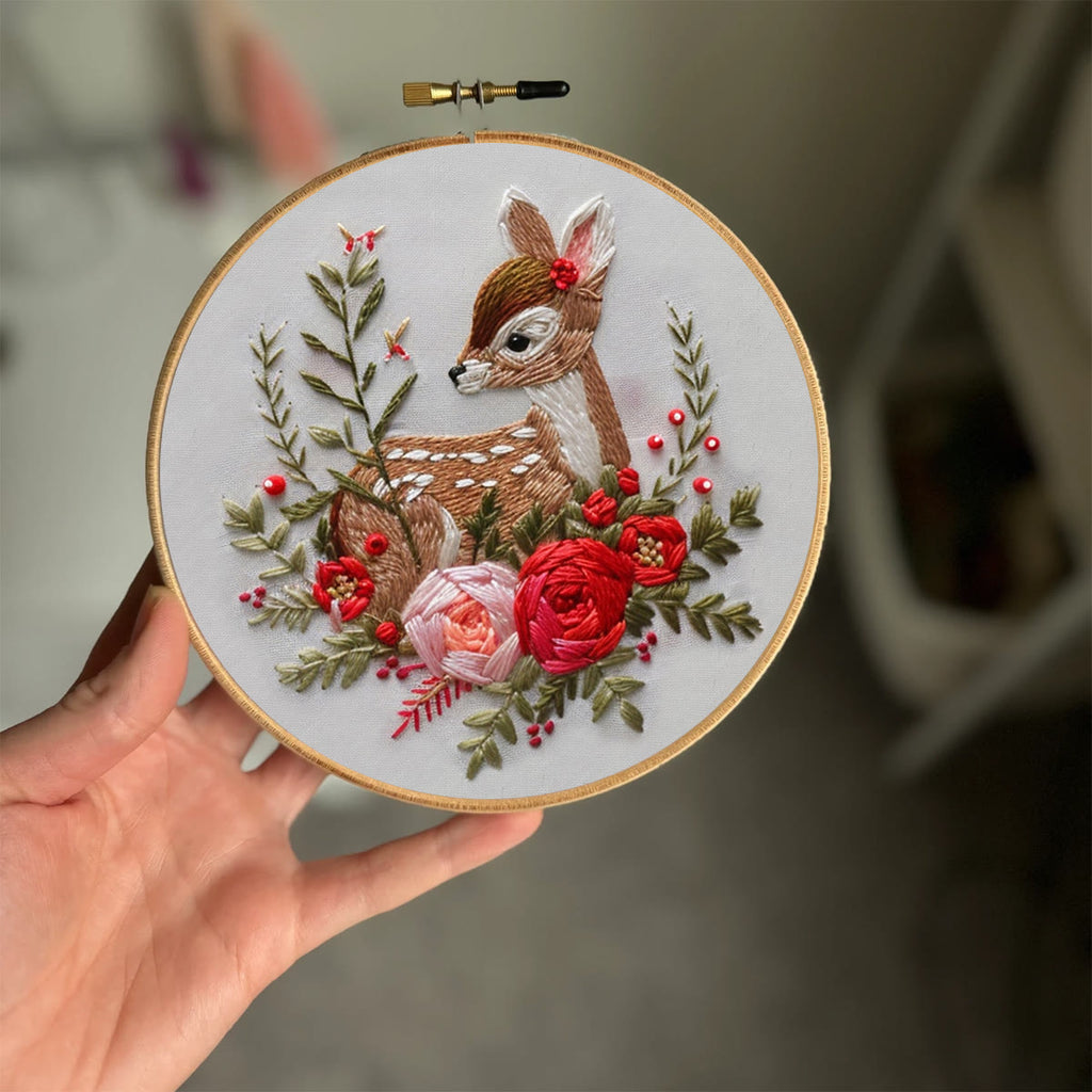 Rubbyoo Embroidery Kit-  Deer With Flowers - image 1